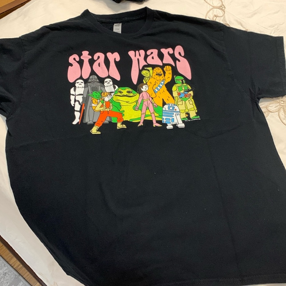 Star Wars Psychedelic Colors Fun Group Poster Unisex TShirt  Lucas Film Size XL